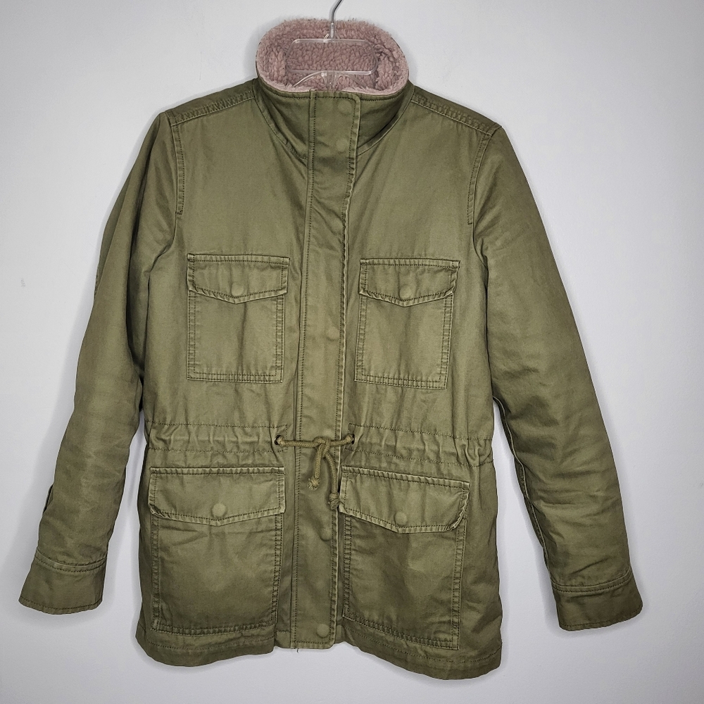 Madewell Surplus Green Sherpa Lined Jacket XXS – S Distressed Utility Streetwear